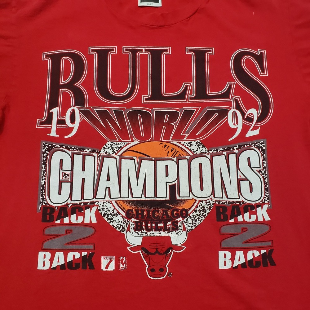 Vintage‎ Chicago Bulls Shirt Mens Large Red Single Stitch Tultex Short Sleeve